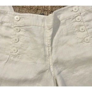 Max Edition NWT White Linen Button Down Sailor Style Wide Leg Pants Slacks sz 8